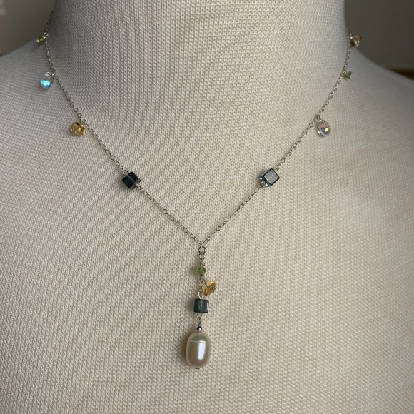 NWOT 17" Real Gems Pearl & Real Silver (not plated) Tassel Necklace - Picture 2 of 5